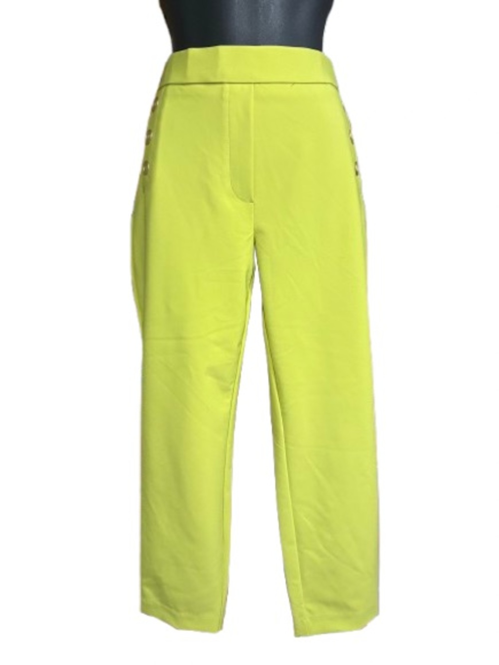 JL Atelier high-waisted straight-leg trouser pants lime/neon green medium